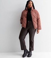 New Look Curves Mid Pink Quilted Boxy Puffer Jacket